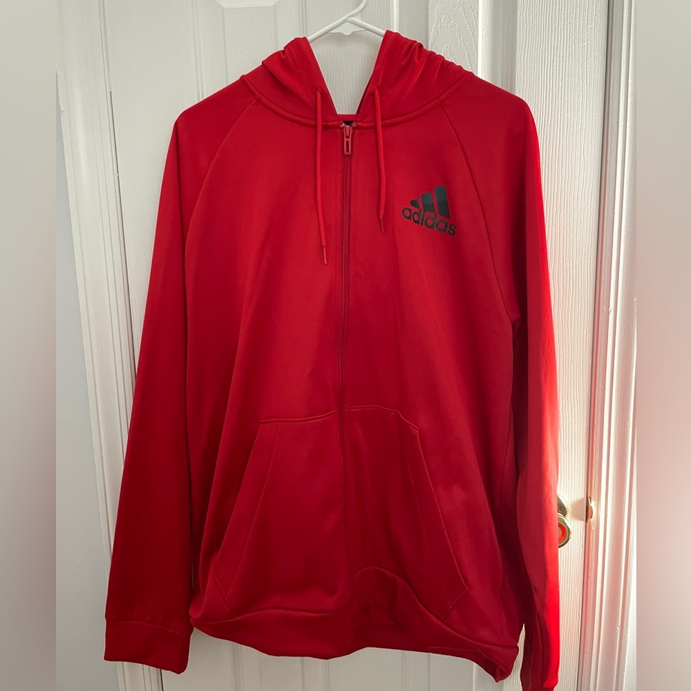 Red Adidas Training Zipper Hoodie Sweatshirt